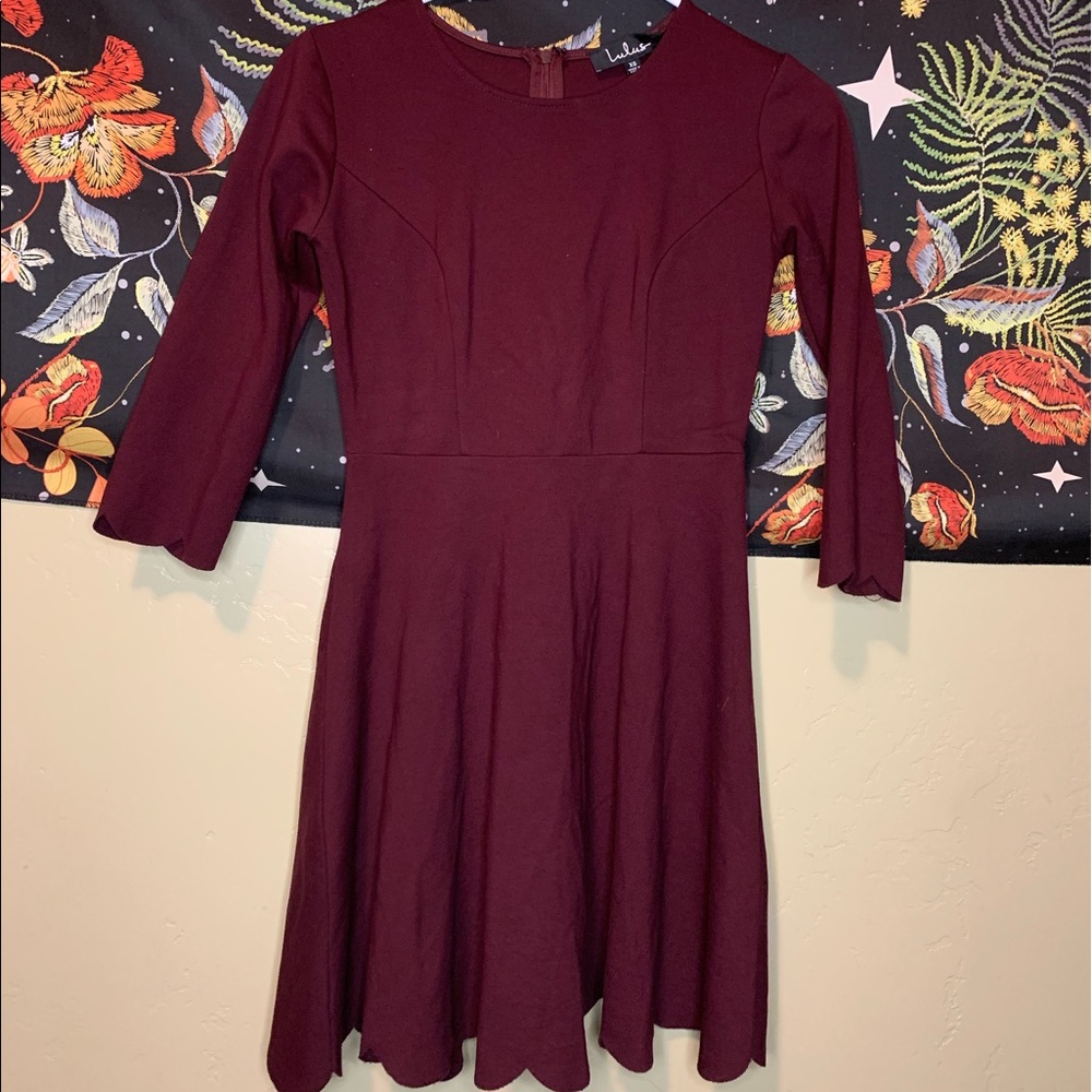 Maroon long Sleeve Dress - xs